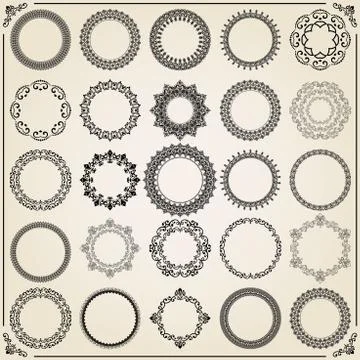 Vintage Set of Round Elements Stockillustratie