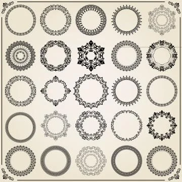 Vintage Set of Round Elements Stock Illustration