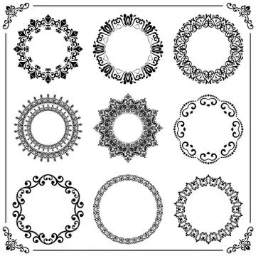Vintage Set of Round Elements Stock Illustration
