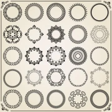 Vintage Set of Round Elements Stock Illustration