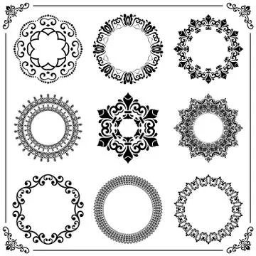 Vintage Set of Round Elements Stock Illustration