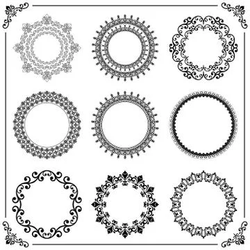 Vintage Set of Round Elements Stockillustratie