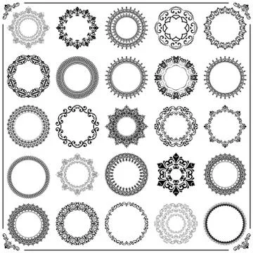 Vintage Set of Round Elements Stock Illustration