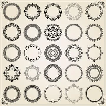 Vintage Set of Round Elements Stock Illustration