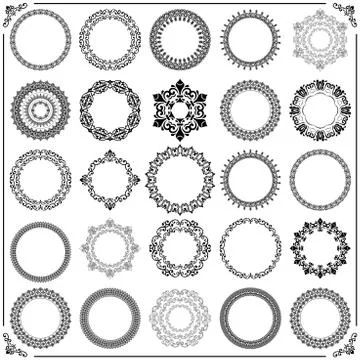 Vintage Set of Round Elements Stock Illustration