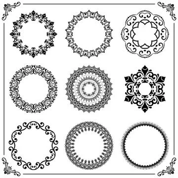 Vintage Set of Round Elements Stock Illustration