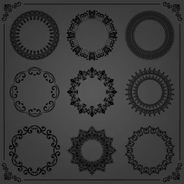 Vintage Set of Round Elements Illustrazione stock