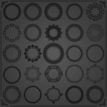 Vintage Set of Round Elements Stock Illustration