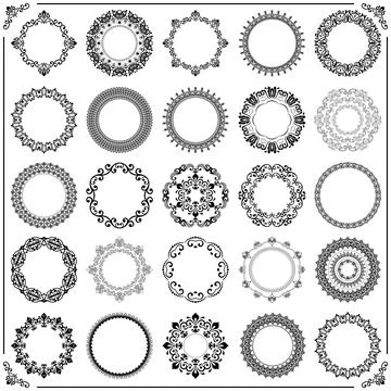 Vintage Set of Round Elements Stock Illustration