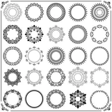 Vintage Set of Round Elements Stock Illustration