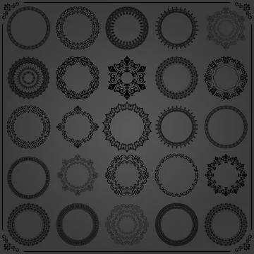 Vintage Set of Round Elements Stock Illustration