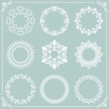Vintage Set of Round Elements Stock Illustration