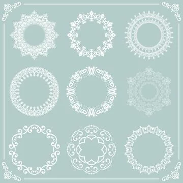 Vintage Set of Round Elements Stock Illustration