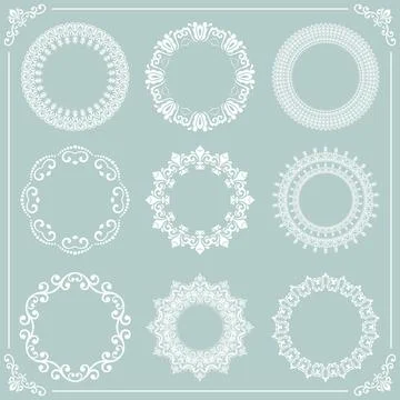 Vintage Set of Round Elements Stock Illustration