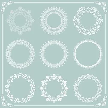 Vintage Set of Round Elements Illustrazione stock
