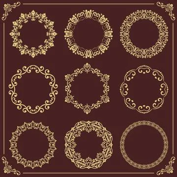 Vintage Set of Round Elements Stock Illustration