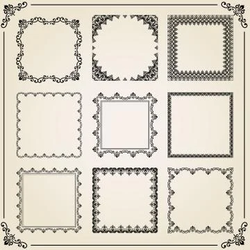 Vintage Set of Square Elements Stock Illustration