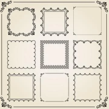 Vintage Set of Square Elements Stock Illustration