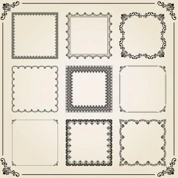 Vintage Set of Square Elements Stock Illustration