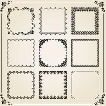 Vintage Set of Square Elements Stock Illustration