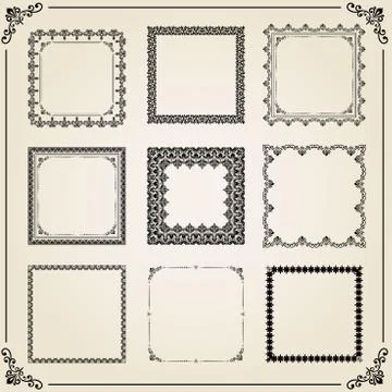 Vintage Set of Square Elements Stock Illustration