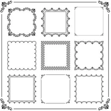 Vintage Set of Square Elements Stock Illustration