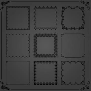 Vintage Set of Square Elements Illustrazione stock