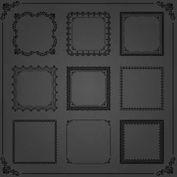 Vintage Set of Square Elements Stock Illustration