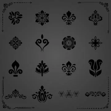 Vintage Set of Vector Floral Elements Illustrazione stock