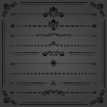 Vintage Set of Vector Horizontal Elements 스톡 일러스트