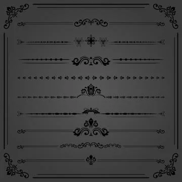 Vintage Set of Vector Horizontal Elements 스톡 일러스트