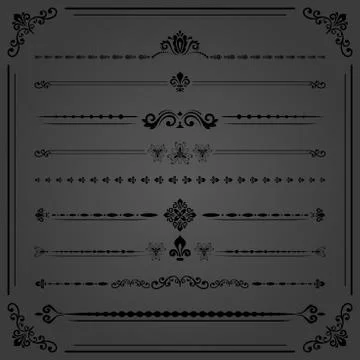 Vintage Set of Vector Horizontal Elements Stock Illustration