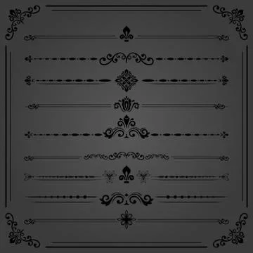 Vintage Set of Vector Horizontal Elements イラスト素材