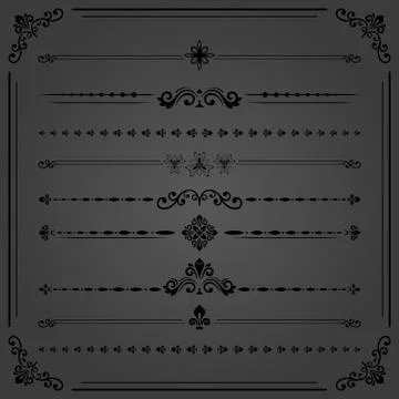 Vintage Set of Vector Horizontal Elements Stock Illustration