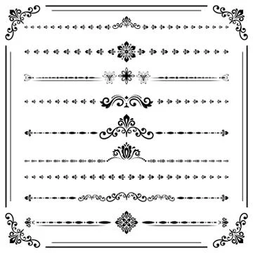 Vintage Set of Vector Horizontal Elements イラスト素材