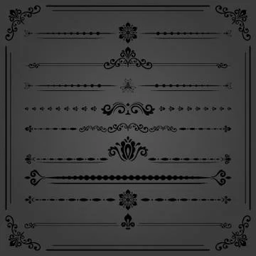 Vintage Set of Vector Horizontal Elements 스톡 일러스트