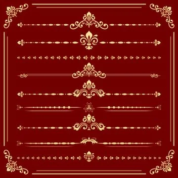 Vintage Set of Vector Horizontal Elements 스톡 일러스트