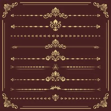 Vintage Set of Vector Horizontal Elements 스톡 일러스트