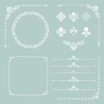 Vintage Set of Vector Horizontal, Square and Round Elements Stock Illustration
