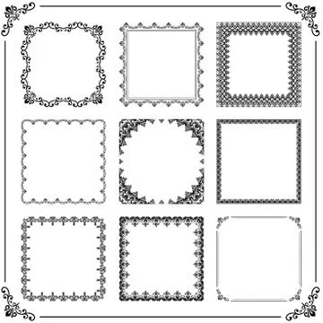 Vintage Set of Vector Horizontal, Square and Round Elements Stock Illustration