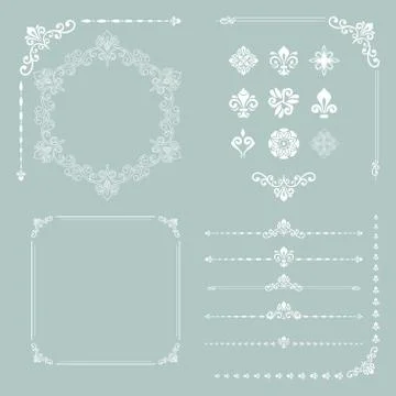 Vintage Set of Vector Horizontal, Square and Round Elements イラスト素材