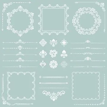 Vintage Set of Vector Horizontal. Square and Round Elements イラスト素材