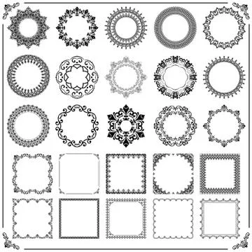 Vintage Set of Vector Horizontal. Square and Round Elements 스톡 일러스트