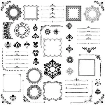 Vintage Set of Vector Horizontal. Square and Round Elements Stock Illustration