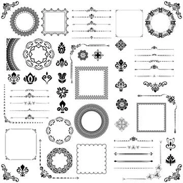 Vintage Set of Vector Horizontal. Square and Round Elements イラスト素材