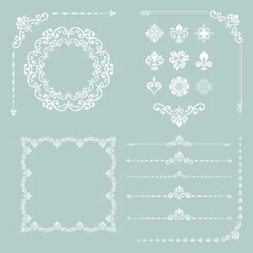 Vintage Set of Vector Horizontal, Square and Round Elements イラスト素材