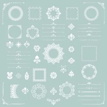 Vintage Set of Vector Horizontal, Square and Round Elements 스톡 일러스트