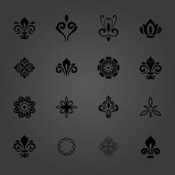 Vintage Set of Vector Horizontal, Square and Round Elements Stock Illustration