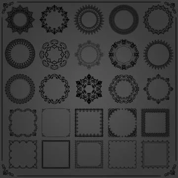 Vintage Set of Vector Horizontal, Square and Round Elements Stock Illustration