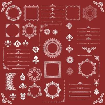 Vintage Set of Vector Horizontal, Square and Round Elements Stock Illustration